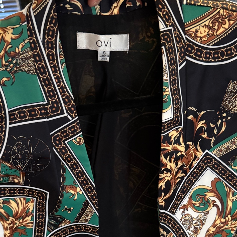 Ovi Women's Elegant Baroque Blazer - Black, Green, Gold - Picture 6 of 8